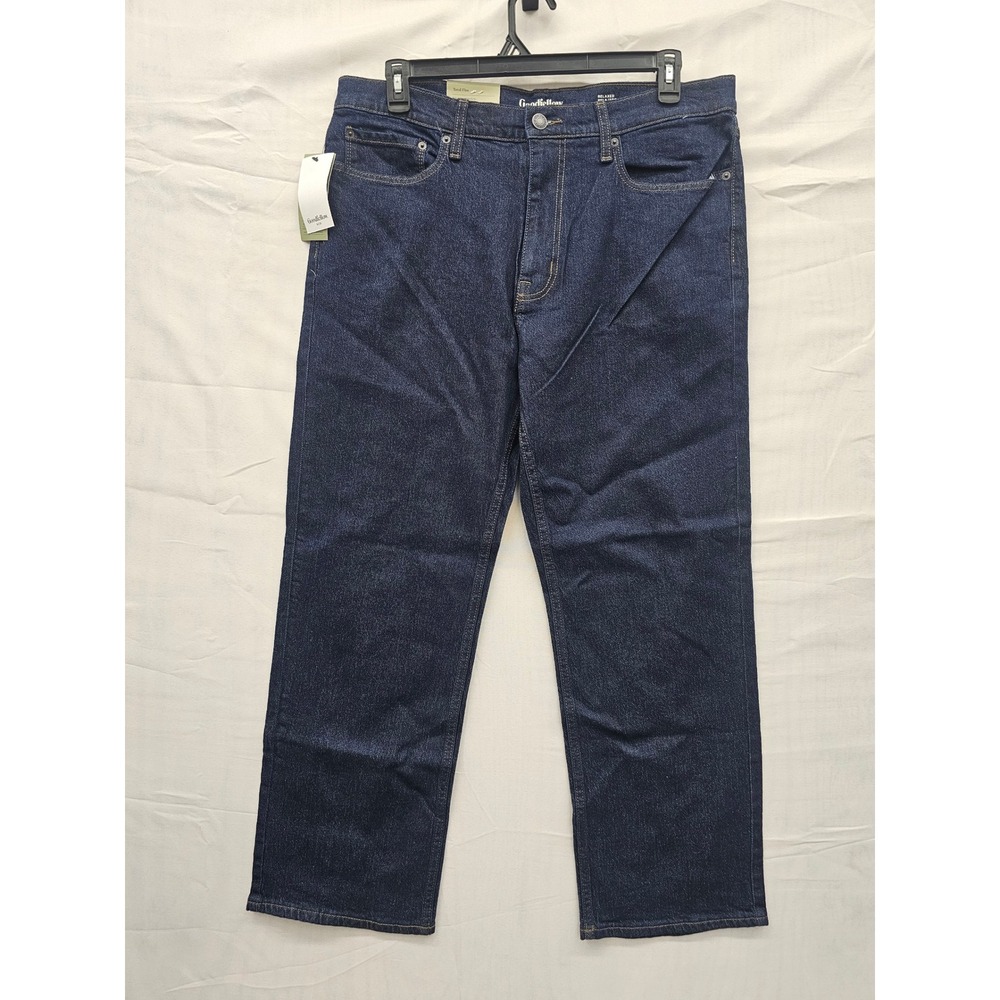 Goodfellow &‎ Co Mens Relaxed Straight Leg Jeans Blue Cotton Mid Rise 36x30